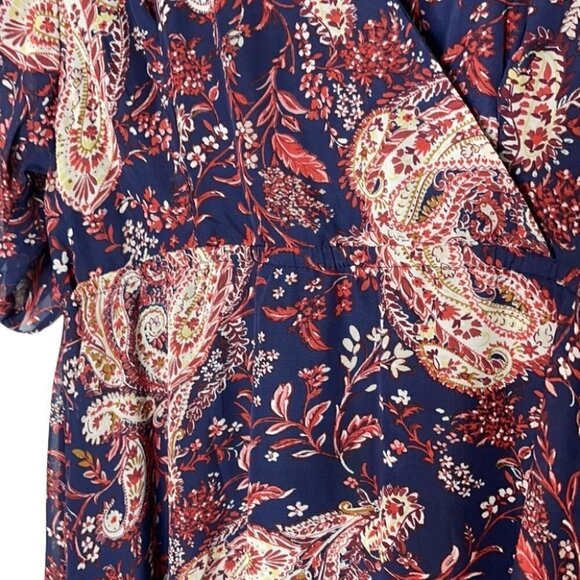 Boho V Neck Paisley Print Hi Low Midi Dress Sandra Darren - Picture 6 of 16